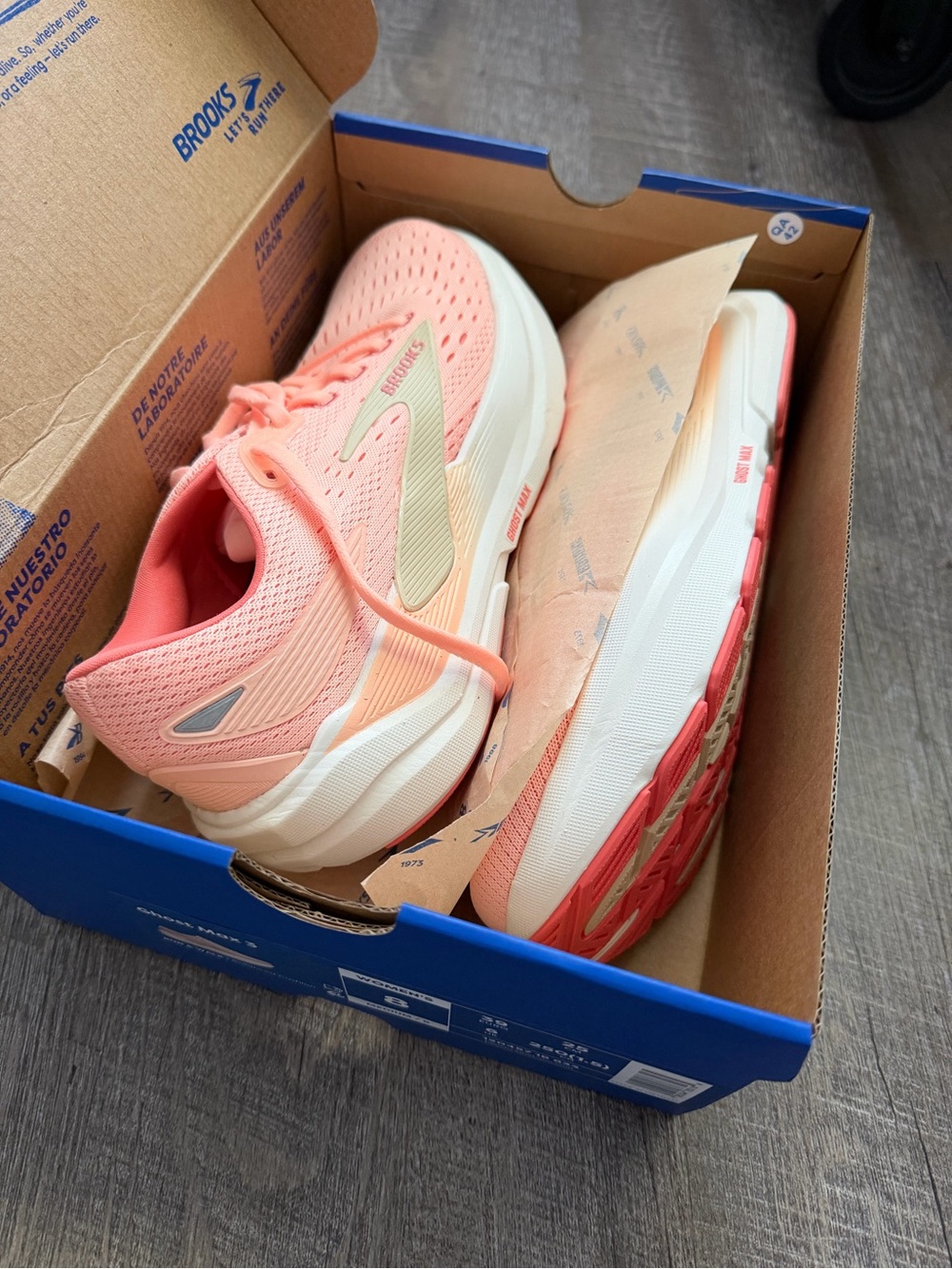 Brooks Ghost Women's Coral Running Shoes - Lightweight Support Size 8